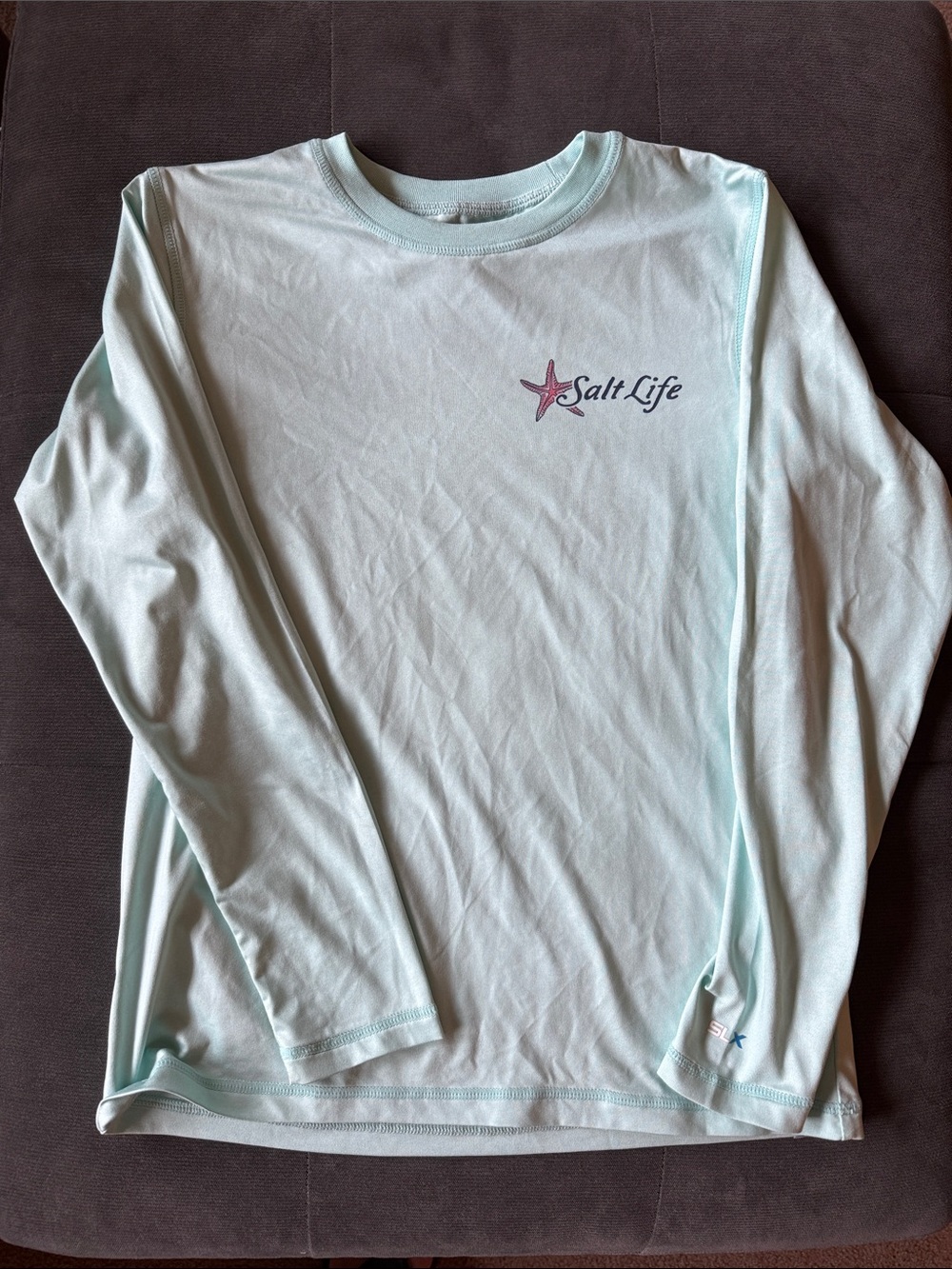 Salt Life Kids Light Aqua Long Sleeve Rashguard with Starfish Accent